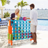 NNECW Giant Connect 4 in A Row with 42 Jumbo Rings for Garden &amp Beach-Orange