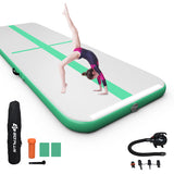 NNECW Inflatable Gymnastic Mat with Electric Pump for Gymnastics &amp Yoga-Green
