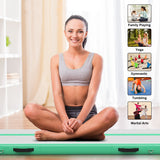 NNECW Inflatable Gymnastic Mat with Electric Pump for Gymnastics &amp Yoga-Green