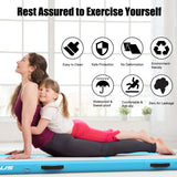 NNECW Inflatable Gymnastic Mat with Electric Pump for Gymnastics &amp Yoga-Blue