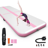 NNECW Inflatable Gymnastic Mat with Electric Pump for Gymnastics &amp Yoga-Pink