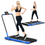 NNECW 2-in-1 Foldable Treadmill with APP & Remote Control for Home & Office-Silver