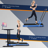 NNECW 2-in-1 Foldable Treadmill with APP & Remote Control for Home & Office-Silver