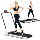 NNECW 2-in-1 Foldable Treadmill with APP &amp Remote Control for Home &amp Office-White