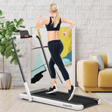 NNECW 2-in-1 Foldable Treadmill with APP &amp Remote Control for Home &amp Office-White