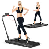 NNECW 2-in-1 Foldable Treadmill with APP &amp Remote Control for Home &amp Office-Black