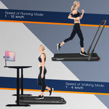 NNECW 2-in-1 Foldable Treadmill with APP &amp Remote Control for Home &amp Office-Black