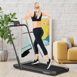 NNECW 2-in-1 Foldable Treadmill with APP &amp Remote Control for Home &amp Office-Black