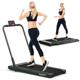 NNECW 2-in-1 Foldable Treadmill with APP &amp Remote Control for Home &amp Office-Green