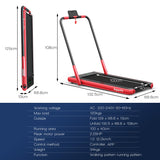 NNECW 2-in-1 Foldable Treadmill with APP &amp Remote Control for Home &amp Office-Red