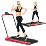 NNECW 2-in-1 Foldable Treadmill with APP &amp Remote Control for Home &amp Office-Red