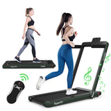 NNECW Electric Folding Treadmill with Bluetooth Speaker for Home-Green