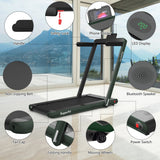 NNECW Electric Folding Treadmill with Bluetooth Speaker for Home-Green