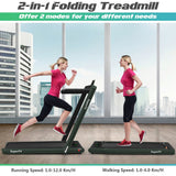 NNECW Electric Folding Treadmill with Bluetooth Speaker for Home-Green