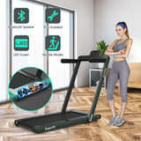 NNECW Electric Folding Treadmill with Bluetooth Speaker for Home-Green