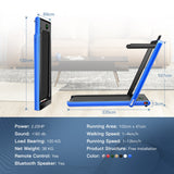 NNECW Electric Folding Treadmill with Bluetooth Speaker for Home Blue