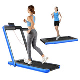 NNECW Electric Folding Treadmill with Bluetooth Speaker for Home Blue