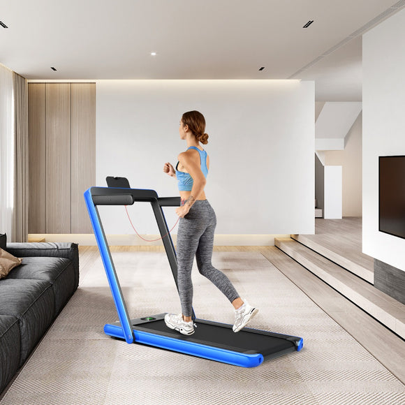 NNECW Electric Folding Treadmill with Bluetooth Speaker for Home Blue
