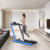 NNECW Electric Folding Treadmill with Bluetooth Speaker for Home Blue