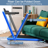 NNECW Electric Folding Treadmill with Bluetooth Speaker for Home Blue