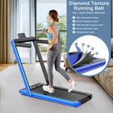 NNECW Electric Folding Treadmill with Bluetooth Speaker for Home Blue