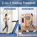NNECW Electric Folding Treadmill with Bluetooth Speaker for Home Blue