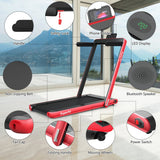 NNECW Electric Folding Treadmill with Bluetooth Speaker for Home-Red