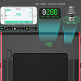 NNECW Electric Folding Treadmill with Bluetooth Speaker for Home-Red