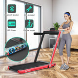 NNECW Electric Folding Treadmill with Bluetooth Speaker for Home-Red