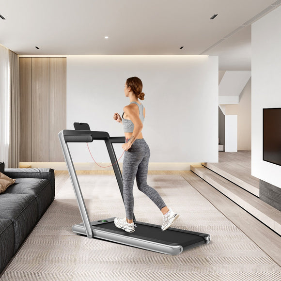 NNECW Electric Folding Treadmill with Bluetooth Speaker for Home Silver
