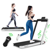 NNECW Electric Folding Treadmill with Bluetooth Speaker for Home-White