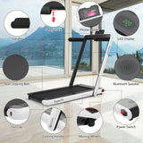 NNECW Electric Folding Treadmill with Bluetooth Speaker for Home-White