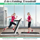 NNECW Electric Folding Treadmill with Bluetooth Speaker for Home-White