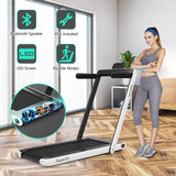 NNECW Electric Folding Treadmill with Bluetooth Speaker for Home-White