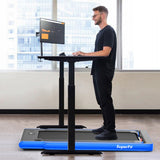 NNECW 2 in 1 Folding Treadmill with Dual LED Display for Home &amp Office-Blue