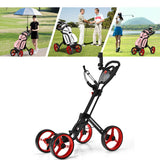 NNECW 4 Wheels Aluminum Golf Push Pull Cart With Adjustable Umbrella Holder for Outdoor Use-Red