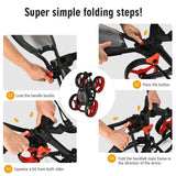 NNECW 4 Wheels Aluminum Golf Push Pull Cart With Adjustable Umbrella Holder for Outdoor Use-Red
