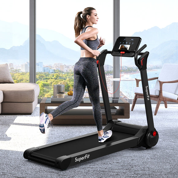 NNECW Foldable 2.25 HP Electric Treadmill with LED Display for Home & Office-Black