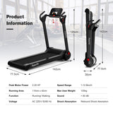 NNECW Foldable 2.25 HP Electric Treadmill with LED Display for Home &amp Office-Black