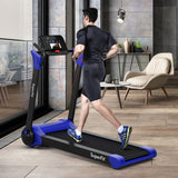 NNECW Foldable 2.25 HP Electric Treadmill with LED Display for Home &amp Office-Navy
