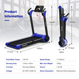 NNECW Foldable 2.25 HP Electric Treadmill with LED Display for Home &amp Office-Navy