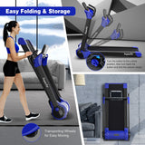 NNECW Foldable 2.25 HP Electric Treadmill with LED Display for Home &amp Office-Navy