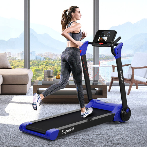 NNECW Foldable 2.25 HP Electric Treadmill with LED Display for Home & Office-Navy
