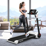 NNECW Foldable 2.25 HP Electric Treadmill with LED Display for Home &amp Office-White