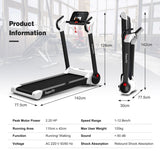 NNECW Foldable 2.25 HP Electric Treadmill with LED Display for Home &amp Office-White