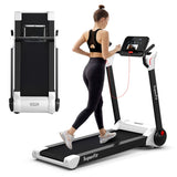 NNECW Foldable 2.25 HP Electric Treadmill with LED Display for Home &amp Office-White