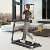 NNECW Folding Electric Treadmill with 12 Preset Programs for Home-Silver