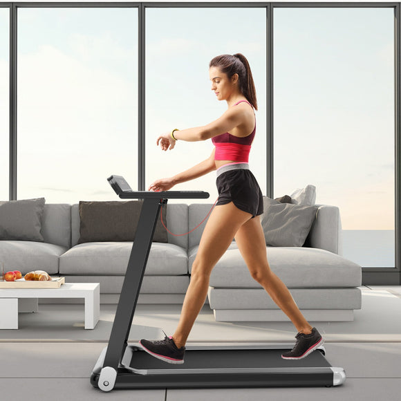 NNECW Folding Electric Treadmill with 12 Preset Programs for Home-Silver