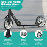 NNECW Folding Kids Scooter with Adjustable Height and Anti-Shock Suspension-Black