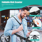 NNECW Folding Kids Scooter with Adjustable Height and Anti-Shock Suspension-Black